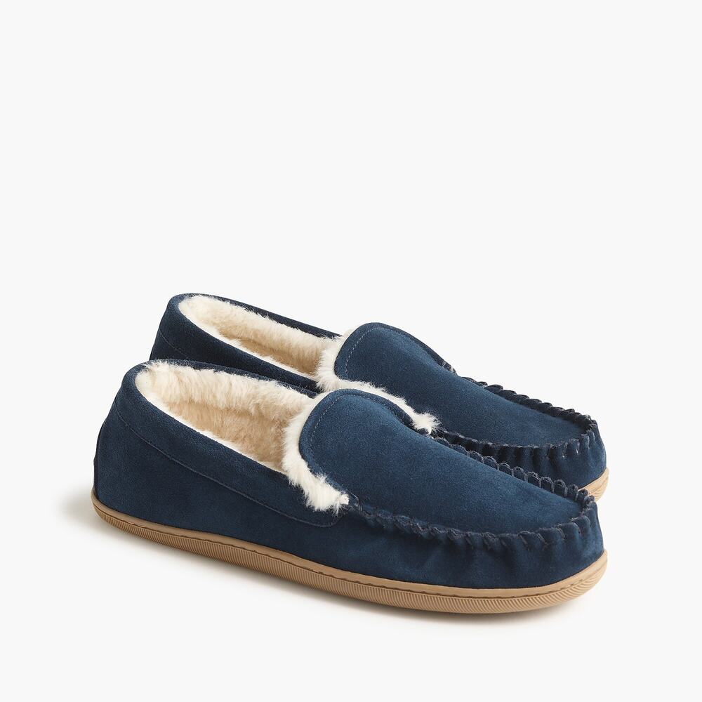 NWT J Crew Factory Suede Slippers Blue Suede Size 11